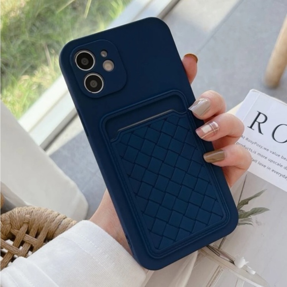 ⚠️Clearance💙iPhone 14/Pro/Pro Max Woven Pattern Card Slot Royal Blue - Picture 1 of 4